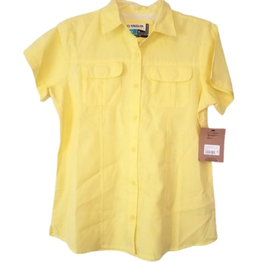 MAGELLAN Buttercup Yellow Classic-Fit Fish Gear Button Shirt - Girl's XL